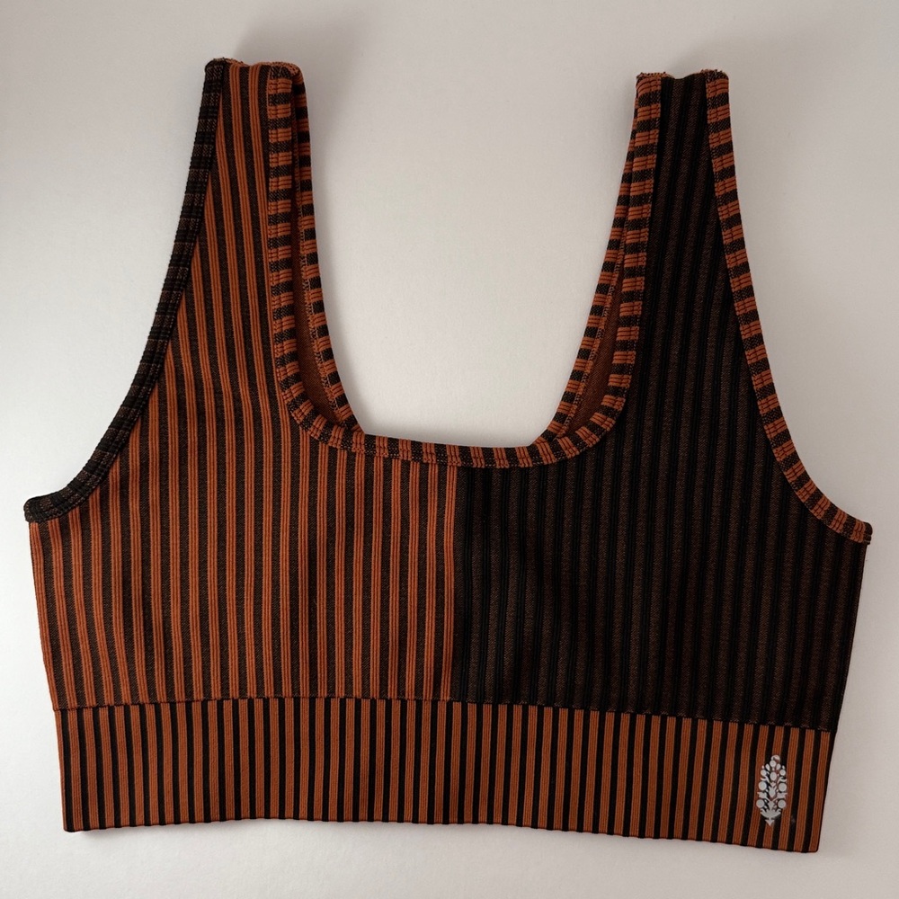 Free People Brown Stripe Mix Bra and Shorts Set - Picture 3 of 6